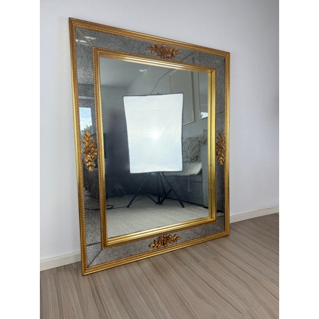 1950s Large Vintage French Gilded Mirror by AJA Paris, 1950s For Sale - Image 5 of 11