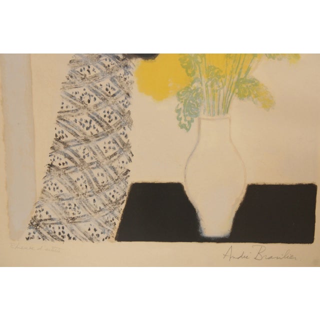 Off-white Mid 20th Century Andre Brasilier Woman with Flowers Signed Lithograph For Sale - Image 8 of 12