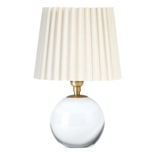 Giorgio Crystal Mini Lamp, Natural Brass with Oyster Wave Pleat Shade For Sale