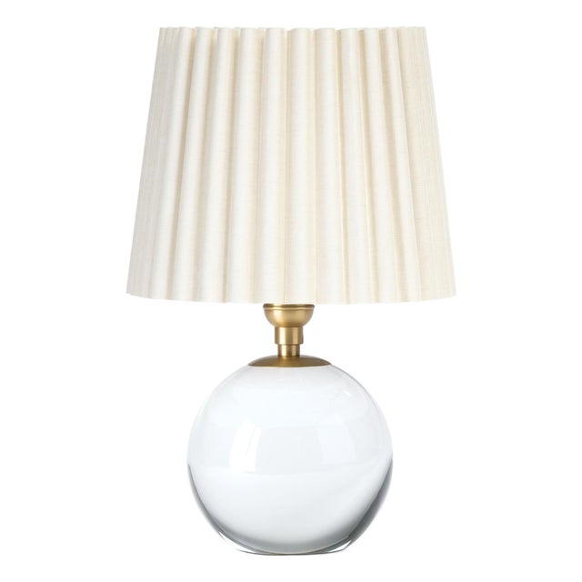 Giorgio Crystal Mini Lamp, Natural Brass with Oyster Wave Pleat Shade For Sale