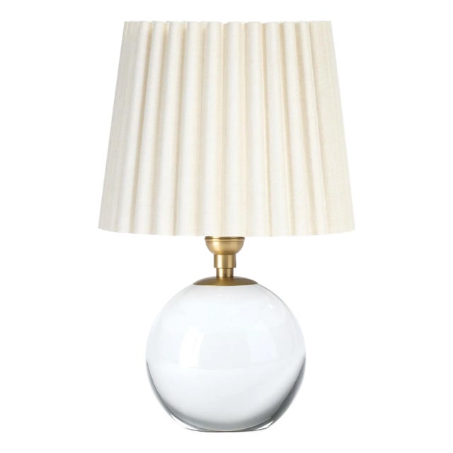 Regina Andrew Giorgio Crystal Mini Lamp, Natural Brass with Oyster Wave Pleat Shade For Sale