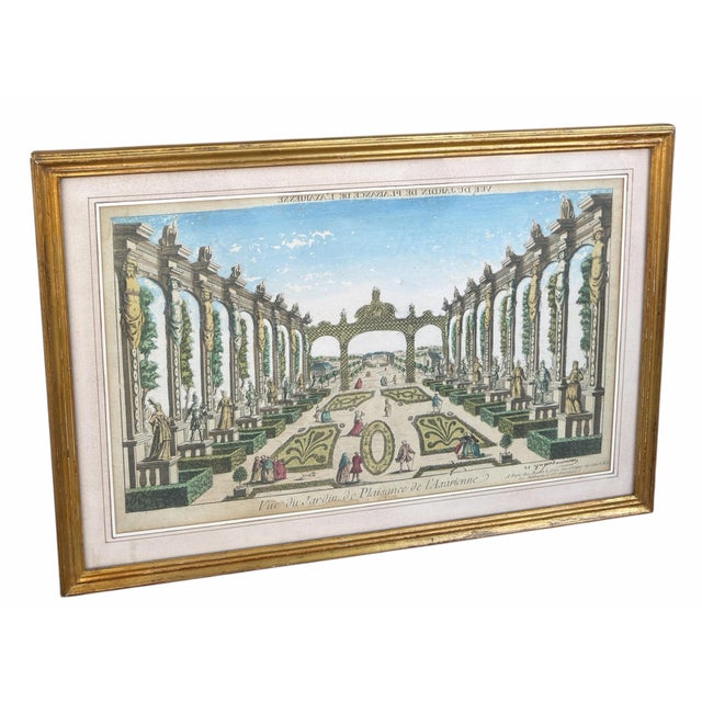 Antique 18th C View Of The Axarienne Pleasure Garden - Saint Petersburg - Russia