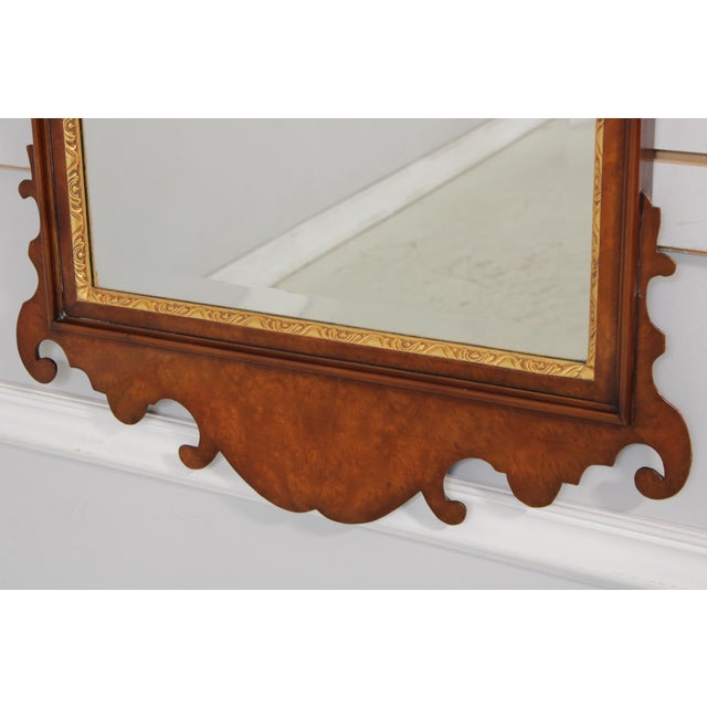 Prince of Wales Chippendale Style Burl Walnut Wall Mirror For Sale - Image 4 of 13