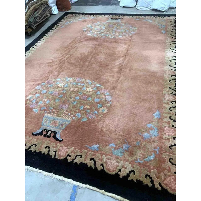 1920s Handmade Antique Art Deco Chinese Rug 8.10' X 11.10' For Sale - Image 4 of 9