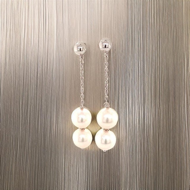 Akoya Pearl Earrings 14k White Gold Certified For Sale - Image 13 of 13