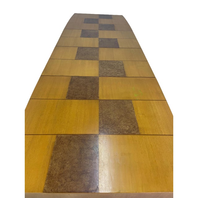 Wood Authentic Gilbert Rohde for Herman Miller Dining Table With Burlwood Checkerboard Top & Two Leaves For Sale - Image 7 of 18