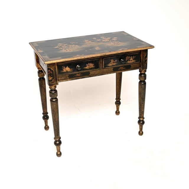 Antique Victorian Chinoiserie Lacquered Side Table, 1850s For Sale - Image 13 of 13