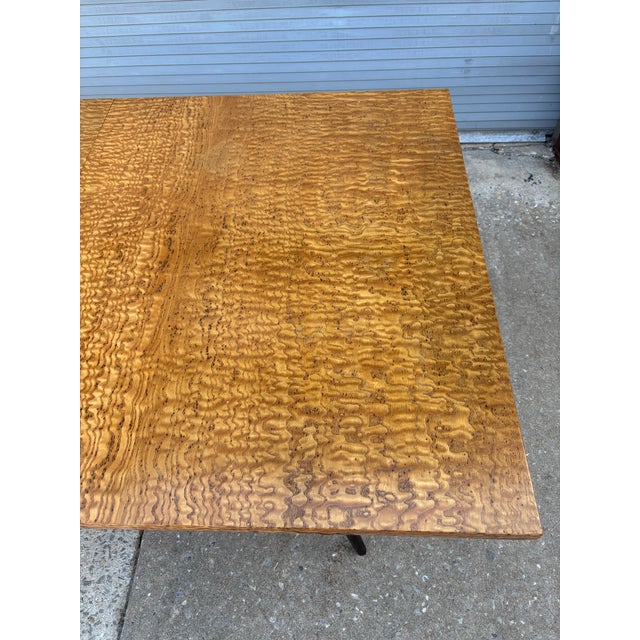 Harvey Probber Mid 20th Century Attributed to Harvey Probber Burl Wood Dining Table With 2 Leaves For Sale - Image 4 of 12