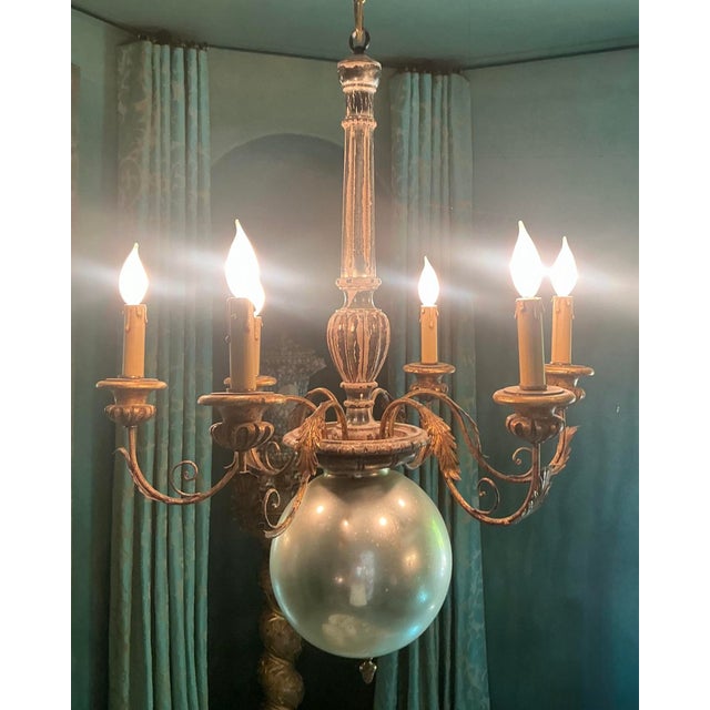 Mid 20th Century Vintage Regency Mercury Glass Chandelier For Sale - Image 5 of 10