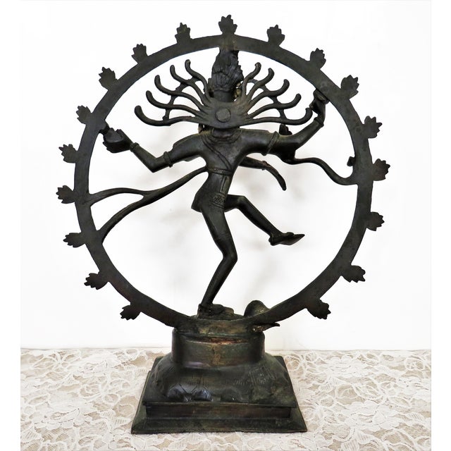 Antique Bronze Four Armed Hindu God Dancing Lord Shiva Nataraja Statue