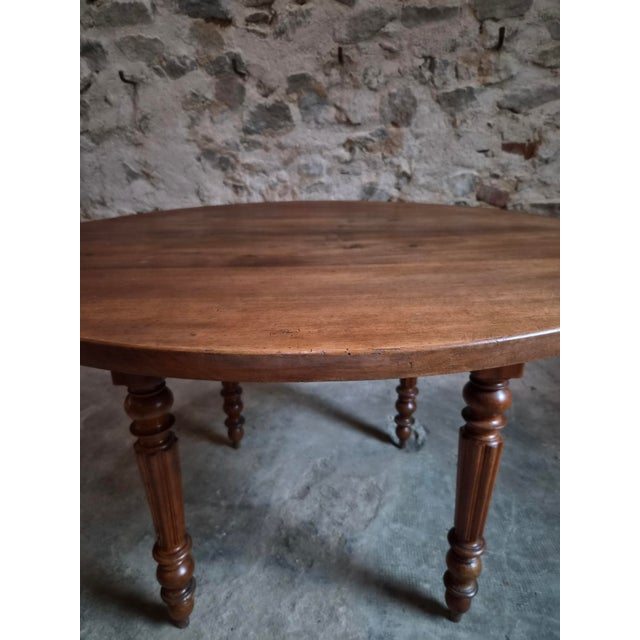 Antique French Round Walnut Dining Table, 1880s For Sale - Image 3 of 18
