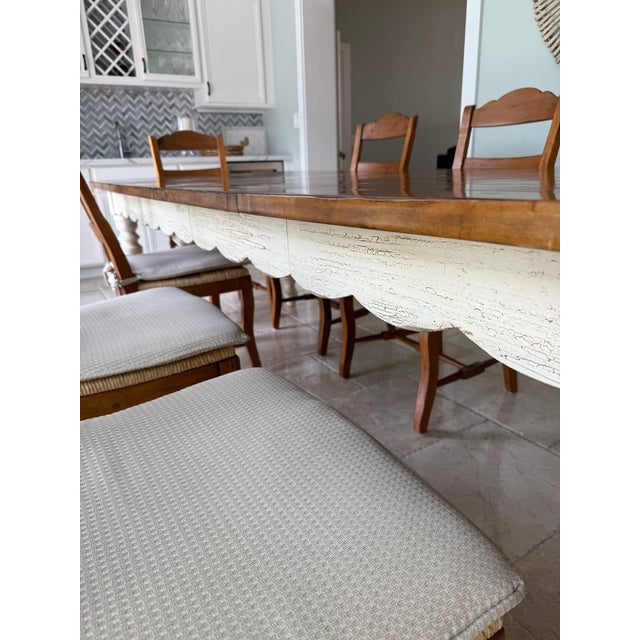 This pine table and chairs has been used by our family for 25 years. It is superior quality and perfect as a kitchen...