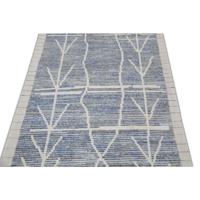 Early 21st Century Early 21st Century Blue 21st Century Modern Moroccan Style Wool Runner 2'11" X 12'7" For Sale - Image 5 of 7