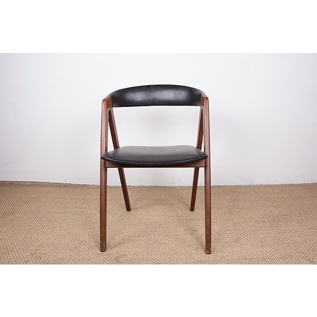 Danish Chairs in Afromosia and Skai Model 205 by Thomas Harlev for Farstrup Stolefabrik, 1960s, Set of 4 For Sale - Image 3 of 15