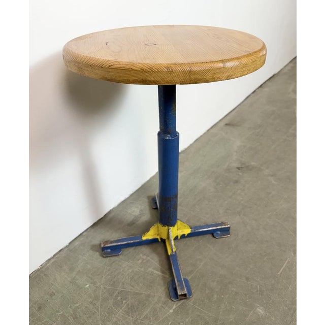 Blue Vintage Industrial Workshop Stool, 1960s For Sale - Image 8 of 14
