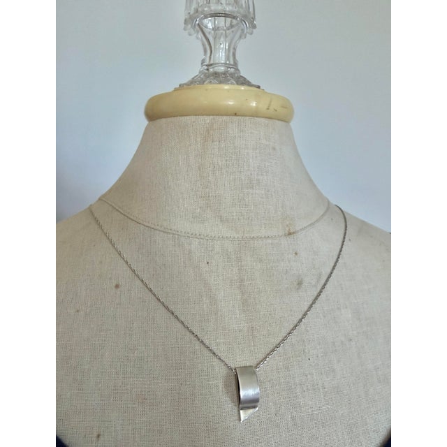 Contemporary Postmodern Sterling Silver 925 Minimalist Pendant on Long Necklace, 2 Pieces For Sale - Image 3 of 16