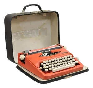 Vintage Royal Holland Parade Coral Red Mid Century Modern Typewriter in Case