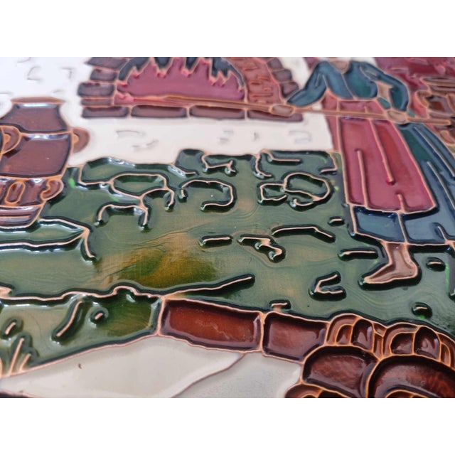 Wood Art Deco Enameled Copper Bas-Relief, Greece, 1950s For Sale - Image 7 of 10