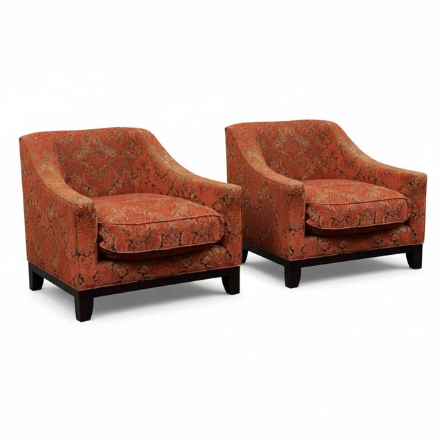 Art Deco 20th-C. Art Deco Style Club Chairs in Paisley by Baker Furniture - Pair For Sale - Image 3 of 6