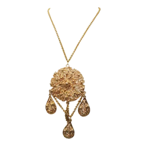 Vintage 1970s Signed Napier Modernist Goldtone Pendant Necklace