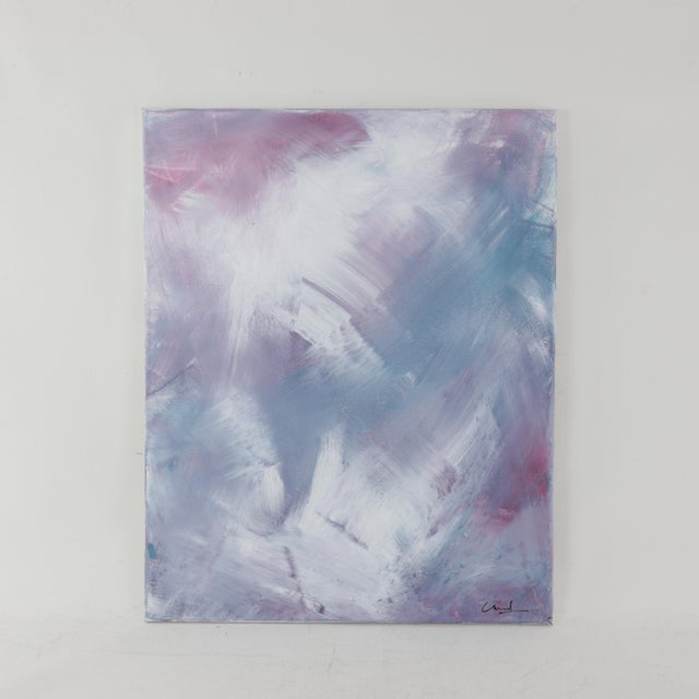 Amethyst "Amethyst Skies" Contemporary Abstract Mixed-Media Painting For Sale - Image 8 of 8