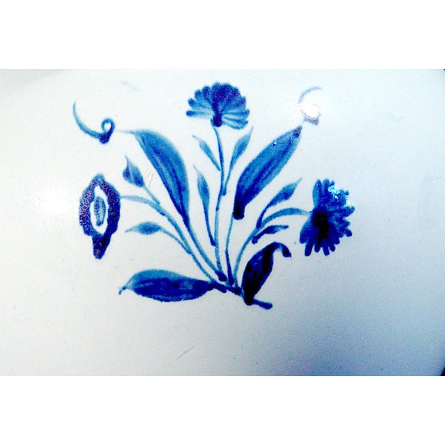 English Pearlware Pottery Large Underglaze Blue Jug With Flowers and Drapery Circa 1820–1830 For Sale In Philadelphia - Image 6 of 9