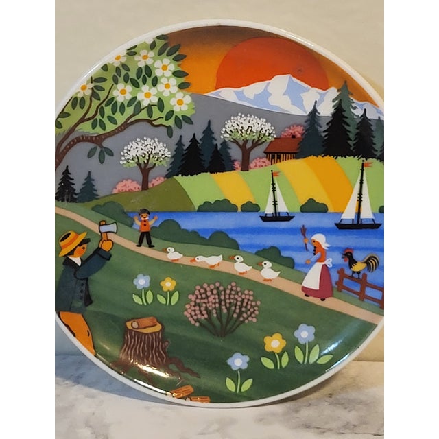 Two lovely trinket dishes/catchalls are hand painted with an autumn motif. This colorful folk art was designed by Barbara...