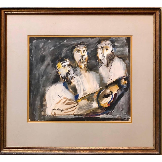 In this painting the artist uses gestural brushstrokes, which causes distortion and exaggeration for emotional effect....