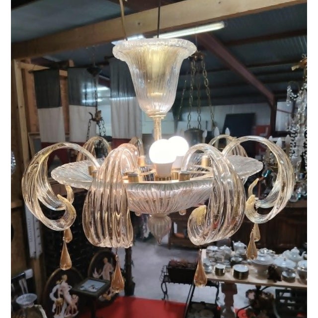 Vintage Murano Chandelier in Clear Blown Glass, 1950s For Sale - Image 3 of 7