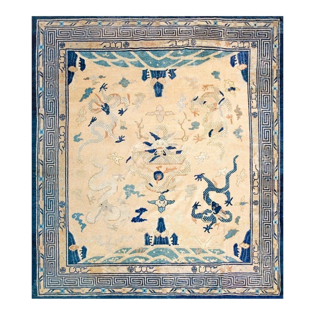 19th Century Chinese Peking Dragon Carpet ( 8'7" x 9'4" - 262 x 284 ) For Sale