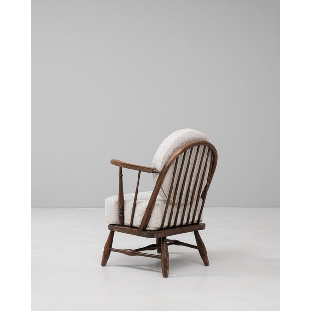 English 20th Century English Wooden Armchair With Upholstered Seat And Back For Sale - Image 3 of 18
