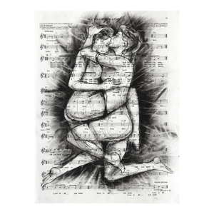 Falling to Pieces - Abstract Figurative Black & White Mixed Media Romantic Original Artwork by Robert Lebsack