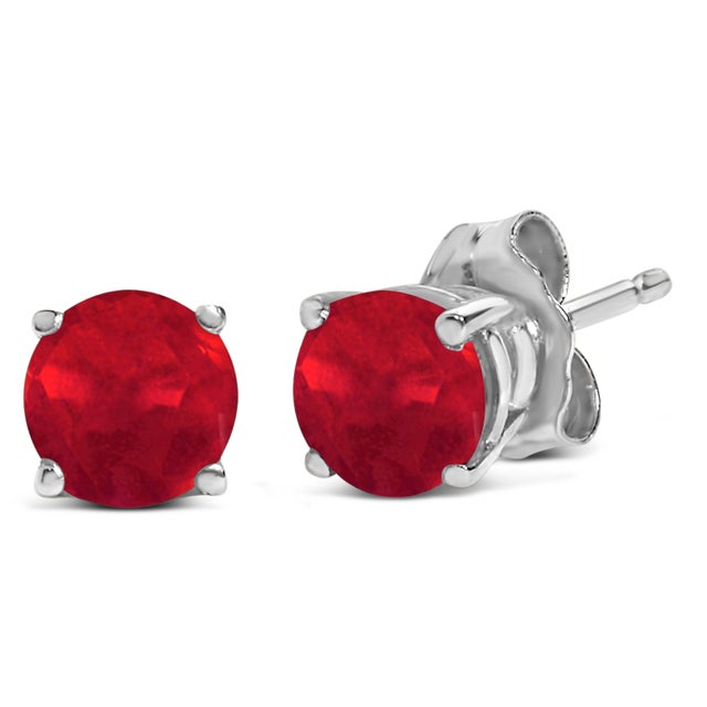 Encapsulate timeless elegance with these 14K White Gold stud earrings, each graced with a meticulously color-treated,...