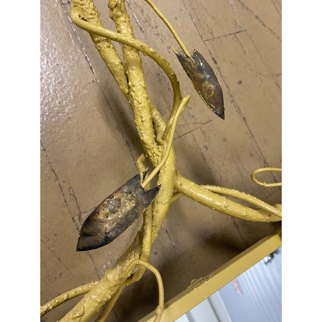 Goldenrod Mid-Century Italian Iron Tole Console and Mirror Set - 2 Pieces For Sale - Image 8 of 13