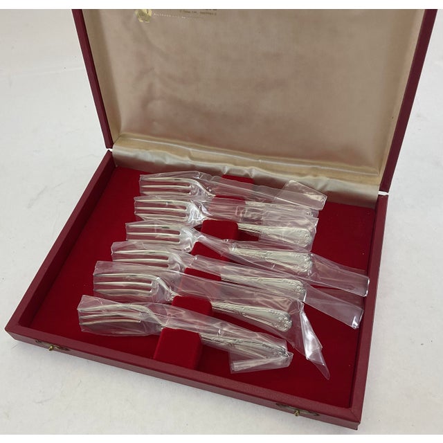 1980s 1980s Silver Plated Pastry Forks , La Regence - Set of 6 For Sale - Image 5 of 14