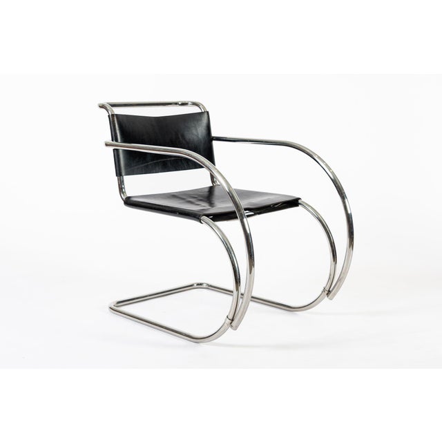 Bauhaus Mr20 Black Leather Arm Chairs by Mies Van Der Rohe for Knoll, 1979 For Sale - Image 10 of 13