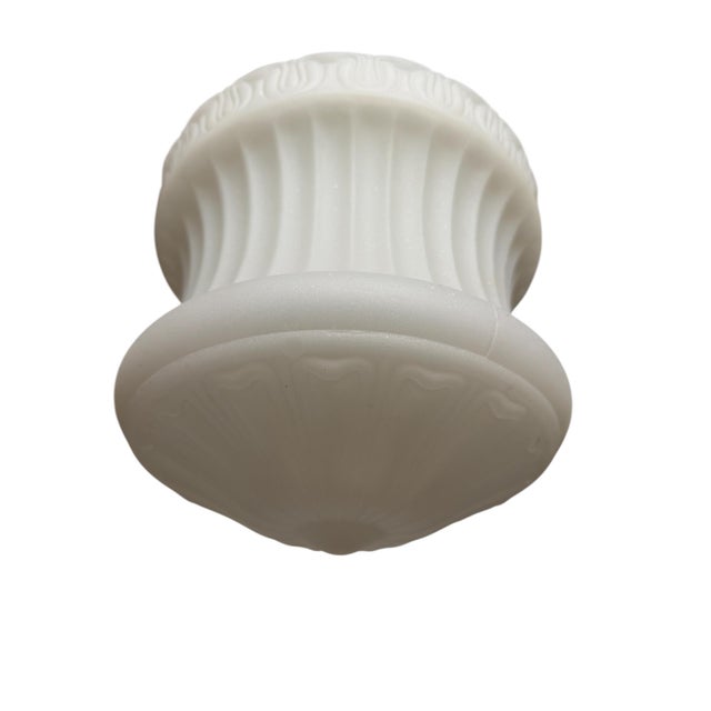 American Rare 1910’s Cased Matte Glass Ceiling Pendant With Original Brass Holder For Sale - Image 3 of 5