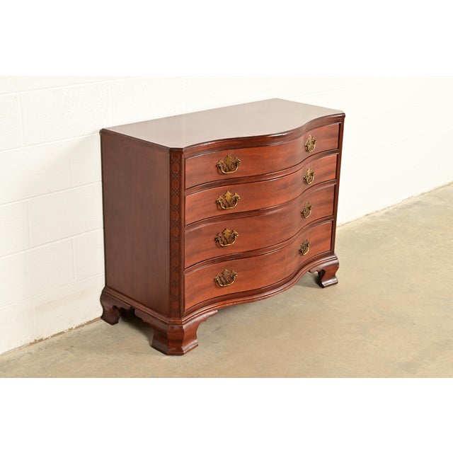 Baker Furniture Company Baker Furniture Historic Charleston Chippendale Carved Mahogany Serpentine Front Dresser Chest For Sale - Image 4 of 15