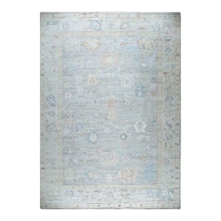 12x15 Ivory Hand-Knotted Silk Faded Floral Hues Classic Traditional Carpet Rug For Sale