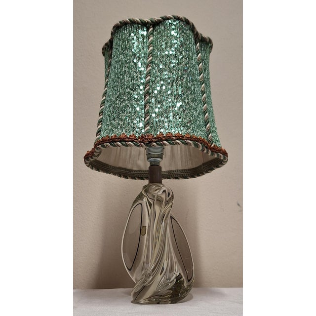 Vintage Table Lamp with Clear Twisted Block Glass Base by Lamplove, 1970s, in Very Good conditions. Designed 1970 to 1979...