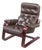 Cantilevered Tufted Leather Lounge Chair | Scandinavian Modern | Rosewood-Toned Bentwood Frame | C. 1970s For Sale
