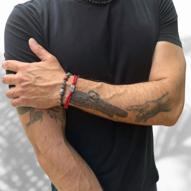 Men's Sterling Silver Evil Eye Charm Red Rope Hope Bracelet For Sale In Miami - Image 6 of 9