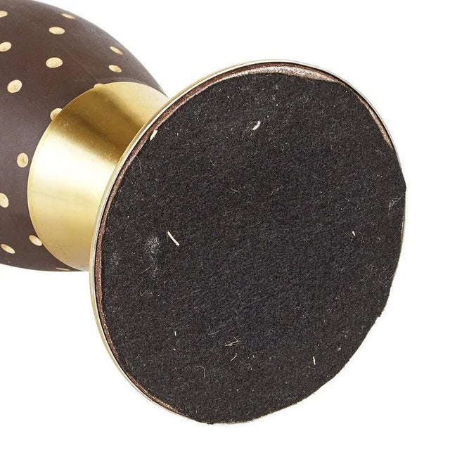 Lenox Tall Brown Dots Porcelain Table Lamp With Reflector Shade For Sale - Image 4 of 5