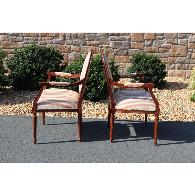 Ethan Allen Ethan Allen Louis XVI Style Armchairs With Silk Upholstery—A Pair For Sale - Image 4 of 18