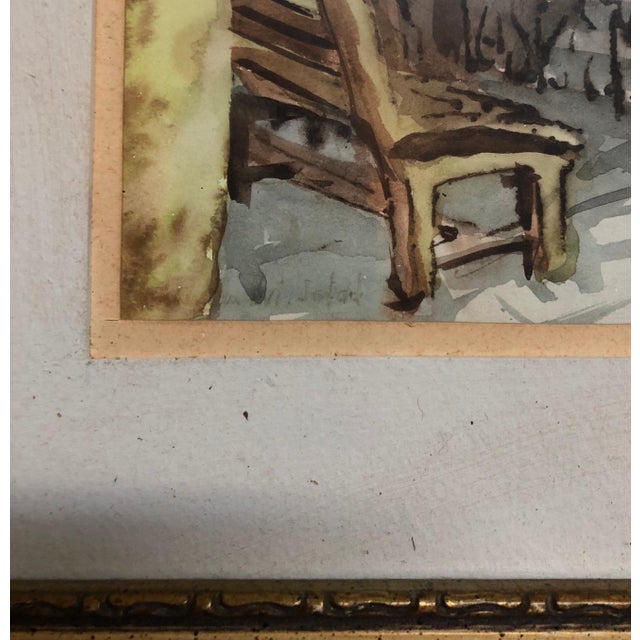 Zvi Ehrman, Israeli Modernist Safed Synagogue Interior Folk Art Watercolor Painting For Sale In Miami - Image 6 of 6