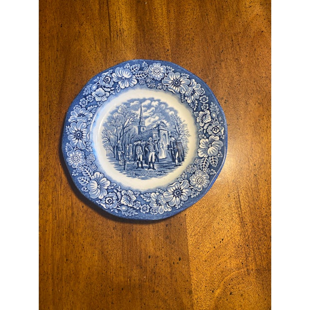 Blue 1980s Liberty Blue 7” Salad Plates Staffordshire - 2pc For Sale - Image 8 of 11