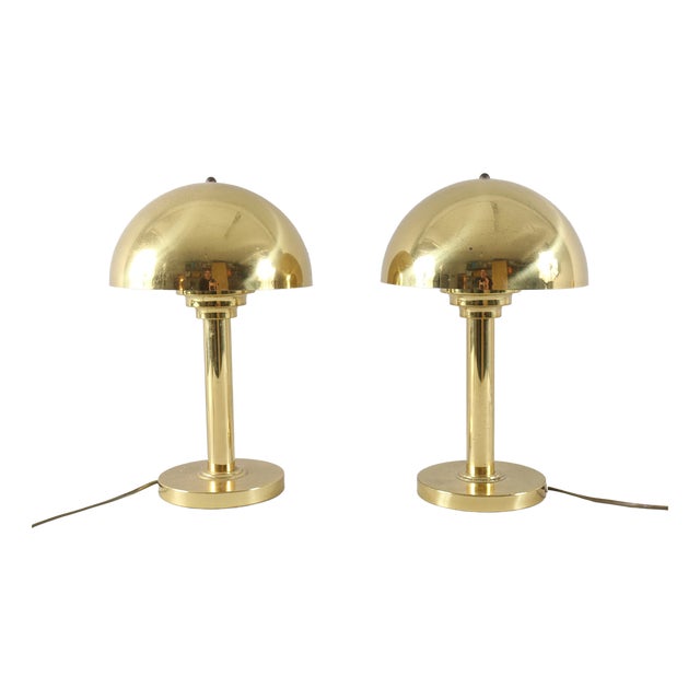 Art Deco Style Mushroom Table Lamps from WSB, Germany, 1970s, Set of 2 For Sale