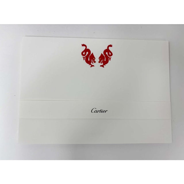 Cartier Red Chinese Dragons Card and Envelope Set in Luxury Box Desk Stationery For Sale - Image 4 of 9