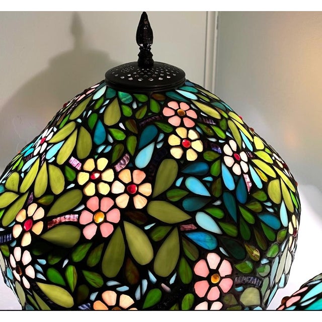 Limited-Edition Dale Tiffany Apple Blossom Lamps W Coa Stained Glass - a Pair For Sale In Miami - Image 6 of 6