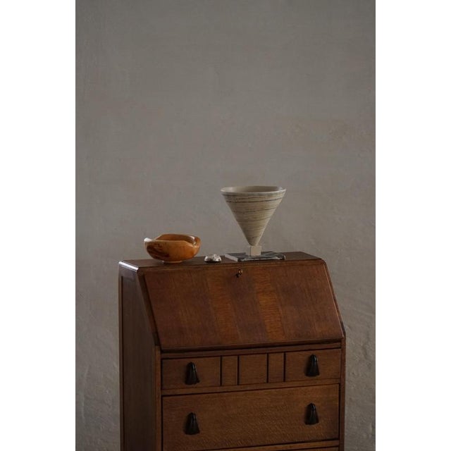 Vintage Danish Oak Secretaire with Seashell Handles, 1920s For Sale - Image 9 of 18